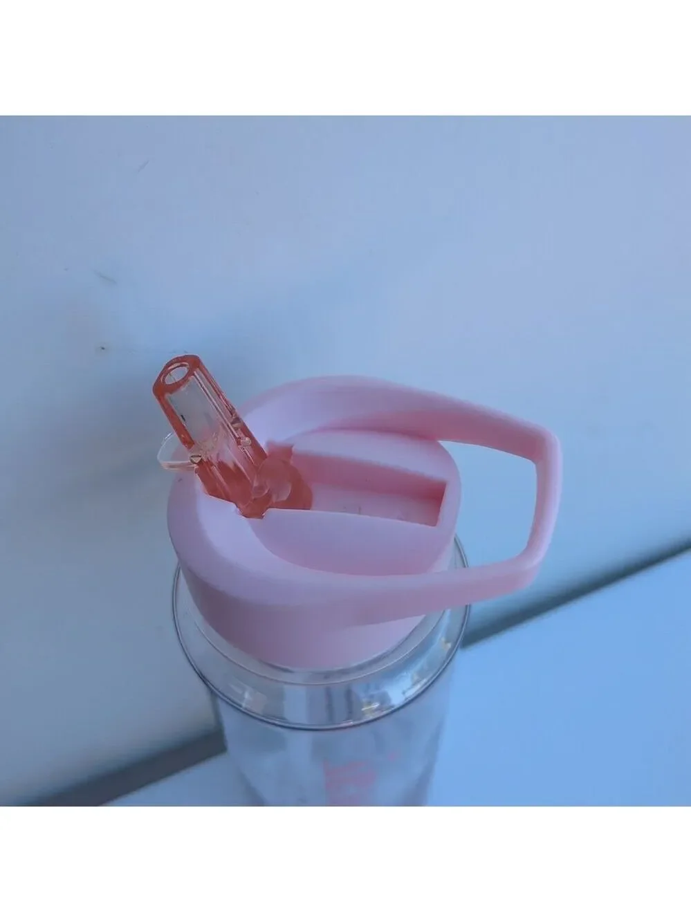 New Water Bottle w/ Straw ‎ & Hat, Pink Color, New